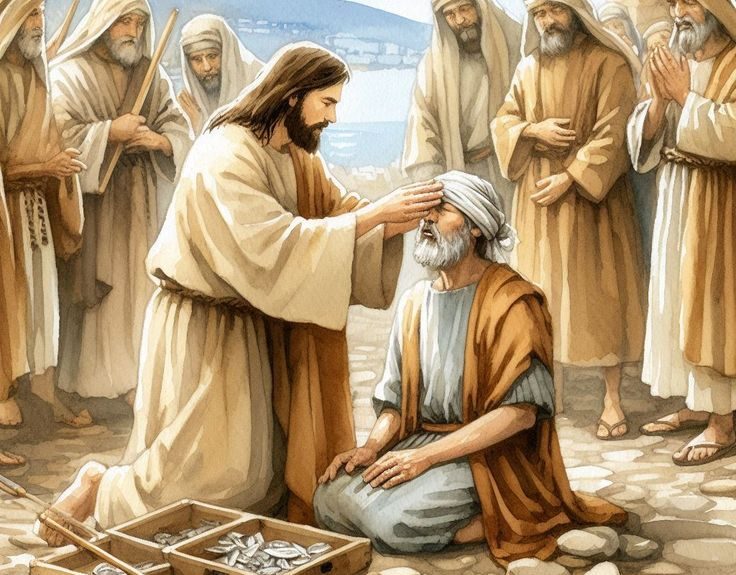 Curando Bartimeu (Marcos 10_46-52, Mateus 20_29-34, Lucas 18_35-43) -