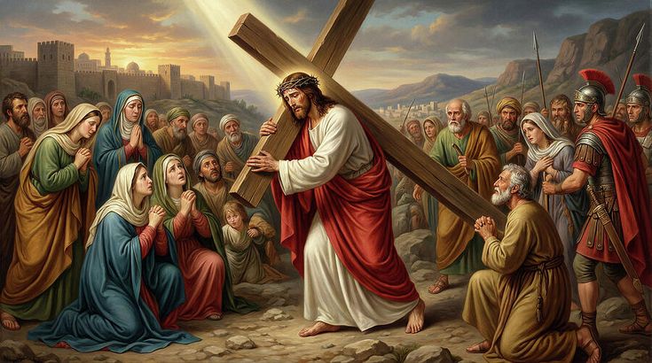 Jesus Carries The Cross #1 by SampadArt Gallery